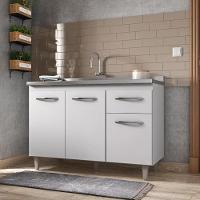 Armario Aereo 4 Portas E Balcao 120cm Branco Mobbs Branco - 7