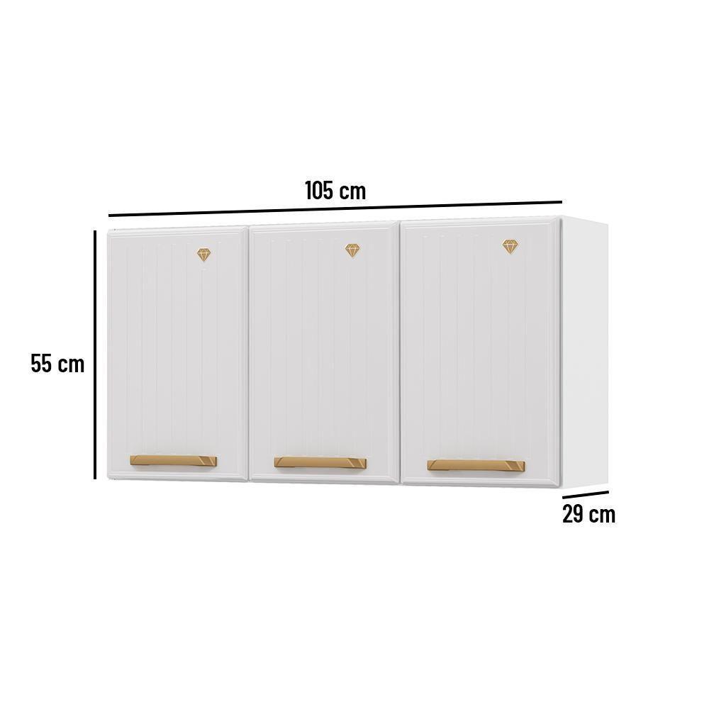 Armário De Cozinha De Aço Aéreo Triplo Telasul Diamante Branco - 5