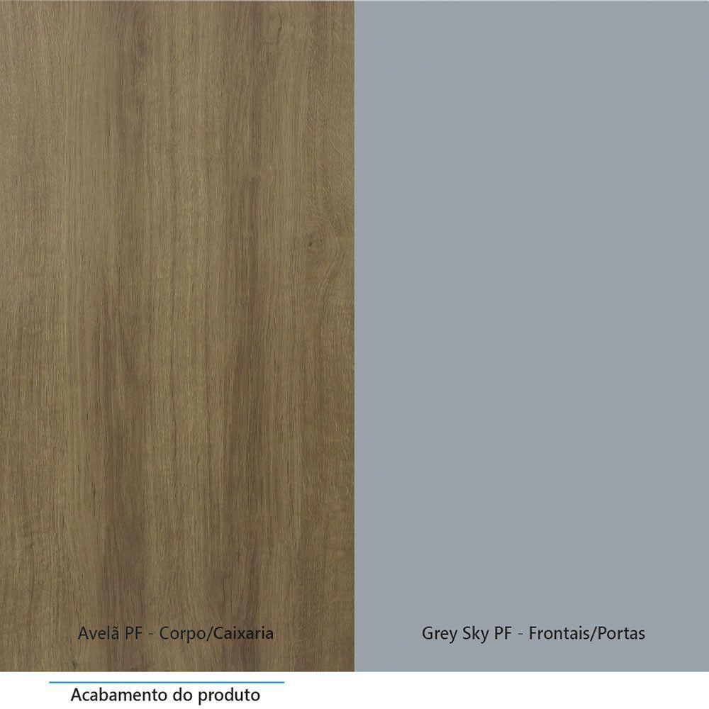 Armário Aéreo Maleiro Modulado 97cm 1 Porta Basculante Paris Luciane Móveis Avelã Pf Com Grey Sky Pf - 6