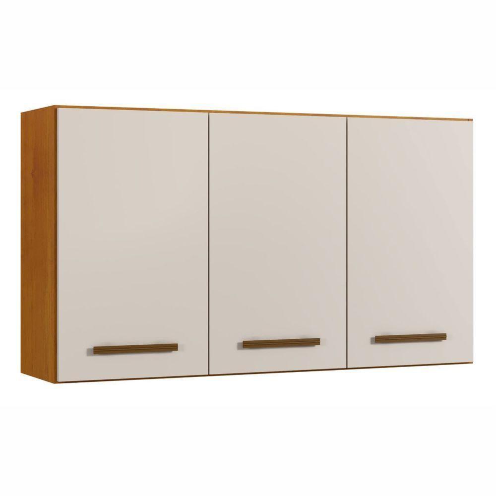 Armário Aéreo Etios 3 Portas Kaiki Móveis Cor:nature/off - 1