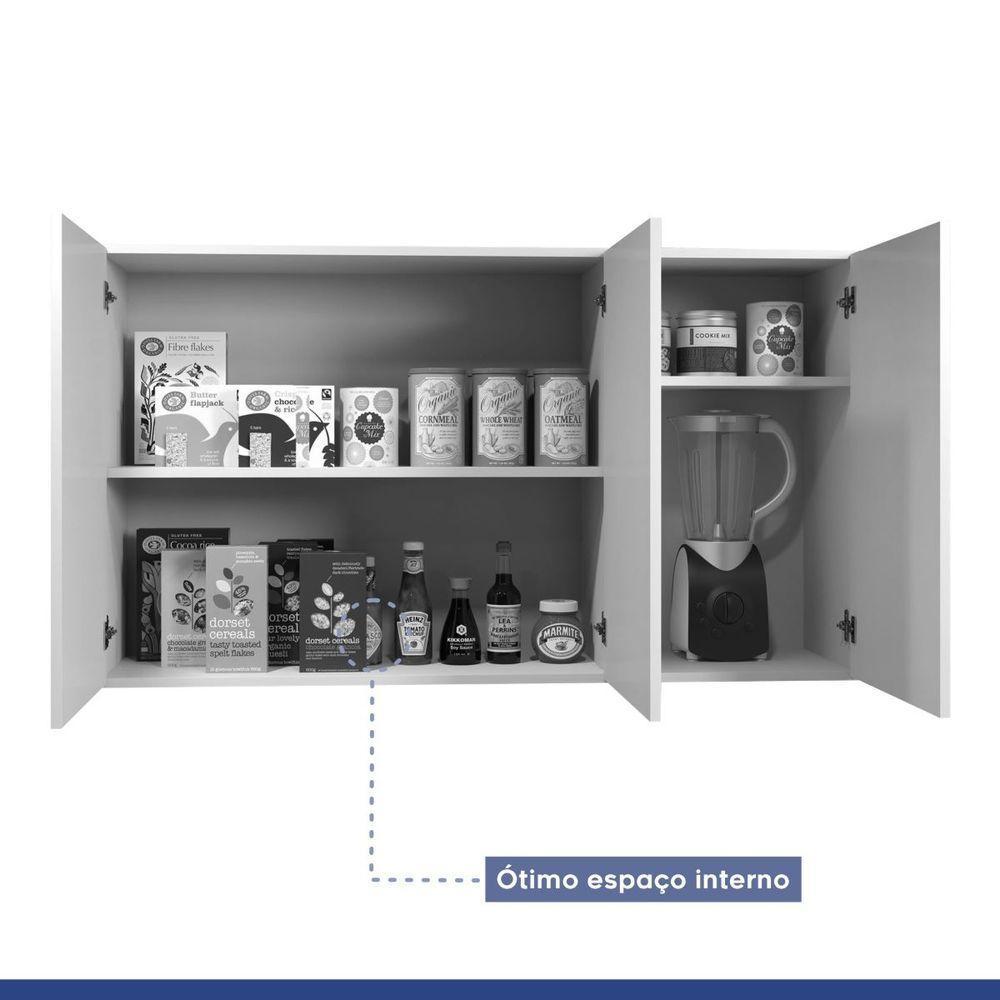 Armário Aéreo Etios 3 Portas Kaiki Móveis Cor:nature/off - 2