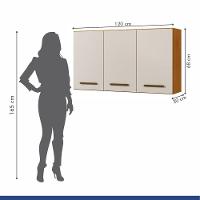 Armário Aéreo Etios 3 Portas Kaiki Móveis Cor:nature/off - 6