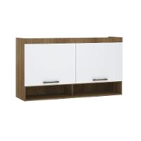 Armário Aéreo Maleiro Modulado 145cm 2 Portas Basculantes Paris Avelã Pf Com Branco Pf - 2
