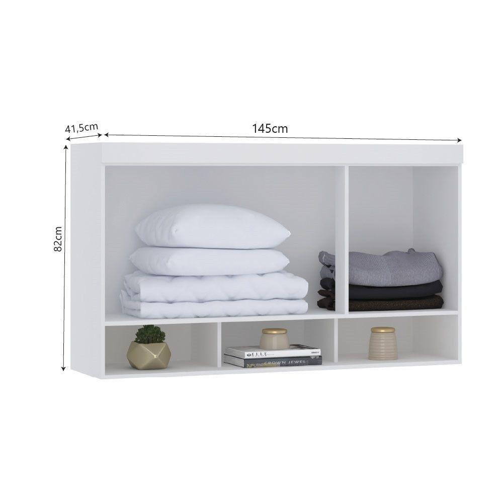 Armário Aéreo Maleiro Modulado 145cm 3 Portas Alpes Luciane Móveis Branco Pf Com Cinammon Pf - 4