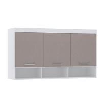Armário Aéreo Maleiro Modulado 145cm 3 Portas Alpes Luciane Móveis Branco Pf Com Cinammon Pf - 1