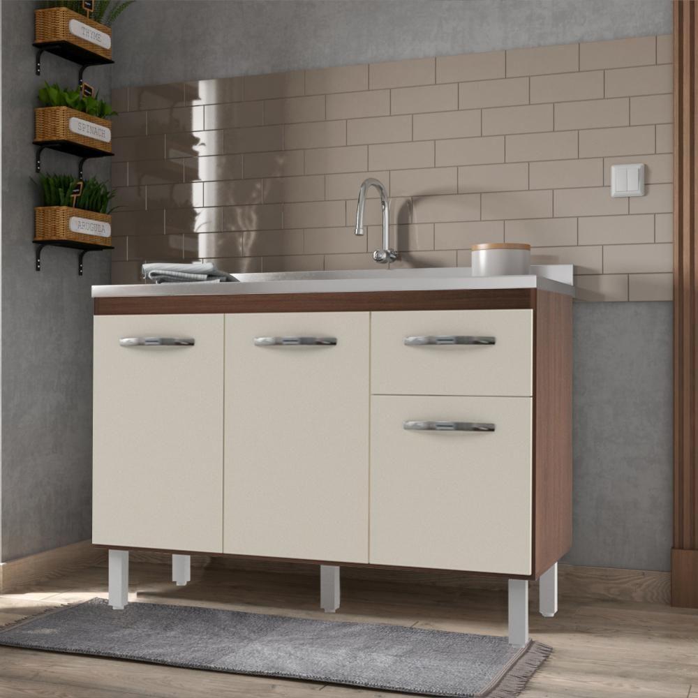 Armario Aereo 4 Portas E Balcao 120cm Savana Off White Mobbs Savana Off White - 6