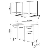 Armario Aereo 4 Portas E Balcao 120cm Savana Off White Mobbs Savana Off White - 2