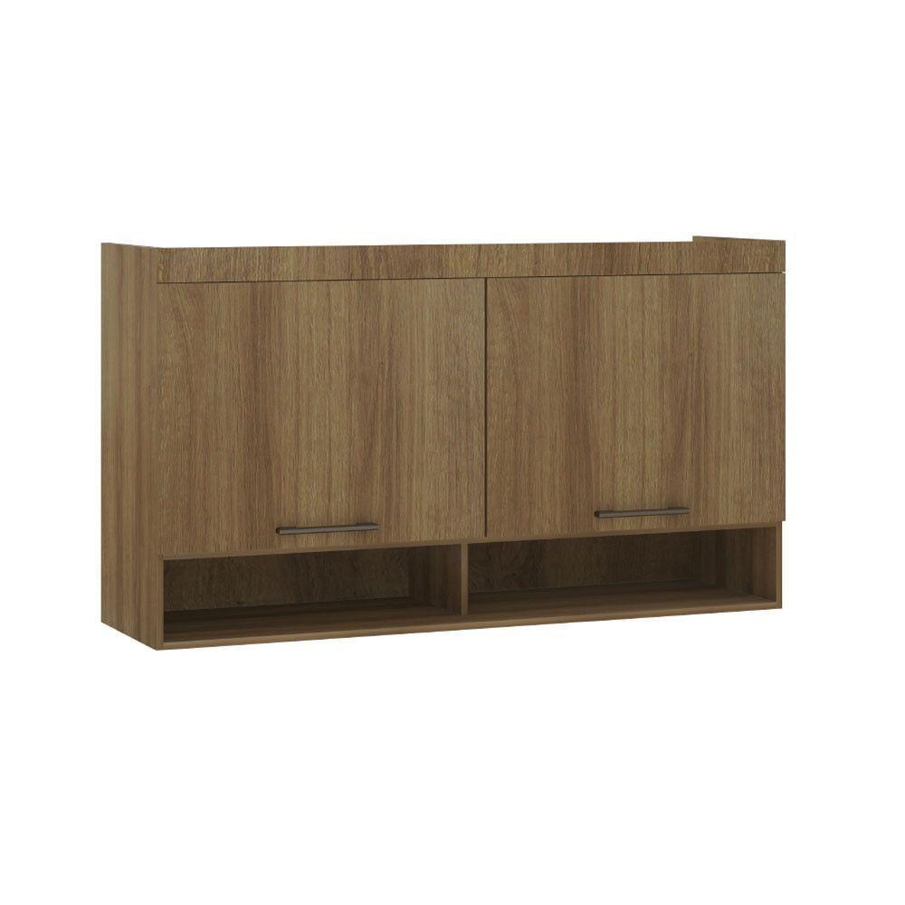 Armário Aéreo Maleiro Modulado 145cm 2 Portas Basculantes Paris Luciane Móveis Avelã Pf Com Avelã Pf - 2
