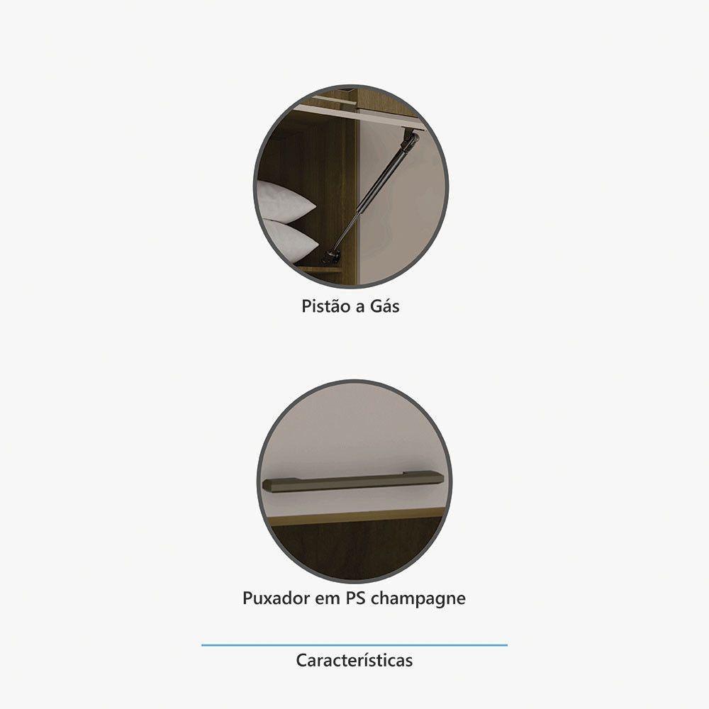 Armário Aéreo Maleiro Modulado 145cm 2 Portas Basculantes Paris Luciane Móveis Avelã Pf Com Avelã Pf - 7