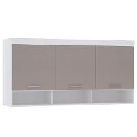 Armário Aéreo Maleiro Modulado 165cm 3 Portas Alpes Luciane Móveis Branco Pf Com Cinammon Pf - 2
