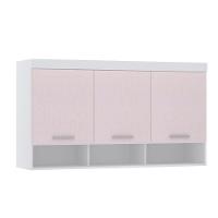 Armário Aéreo Maleiro Modulado 145cm 3 Portas Alpes Luciane Móveis Branco Pf Com Rosa Pf - 1