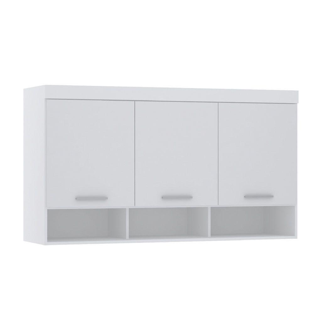 Armário Aéreo Maleiro Modulado 145cm 3 Portas Alpes Luciane Móveis Branco Pf Com Branco Pf - 1