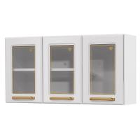 Armário De Cozinha Aço Aéreo Triplo C/ Vidro Telasul Diamante Bco - 1