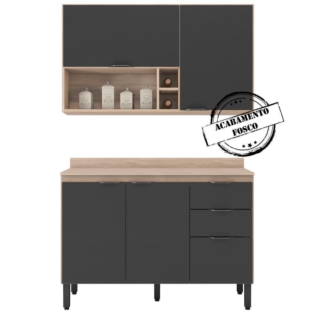 Armario Aereo E Balcao Com Tampo 120Cm Fi0012 Avena Grafito - 6