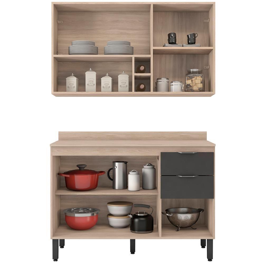 Armario Aereo E Balcao Com Tampo 120Cm Fi0012 Avena Grafito - 8