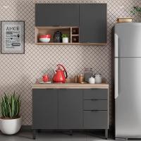 Armario Aereo E Balcao Com Tampo 120Cm Fi0012 Avena Grafito - 1