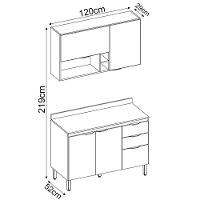 Armario Aereo E Balcao Com Tampo 120Cm Fi0012 Avena Grafito - 19
