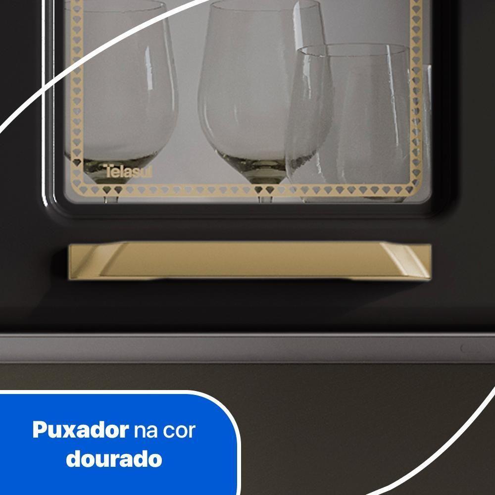 Armário De Cozinha Aço Aéreo Triplo C/ Vidro Telasul Diamante Bco/preto - 2