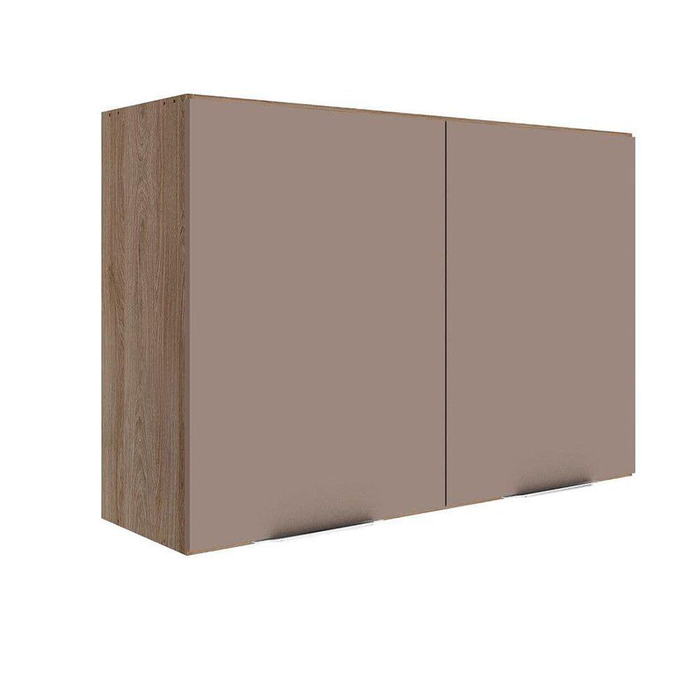 Armário Aéreo 2 Portas 80cm Poliman Móveis Carvalho e Fume - 1