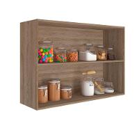 Armário Aéreo 2 Portas 80cm Poliman Móveis Carvalho e Fume - 2