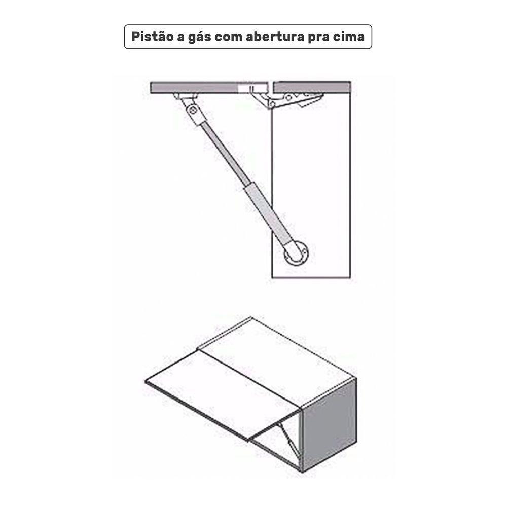 Kit 02 Armários Aéreo Multiuso 60cm 1Porta Basculante Preto - 2