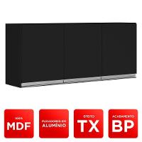 Armário Aéreo Cozinha Lux 120cm Mdf 3 Portas Preto Fosco - 5