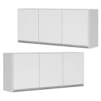 Kit 02 Armários Aéreo 120cm Mdf 03 Portas Branco Tx Fosco - 1