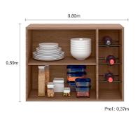 Armário Aéreo 80 Cm 1 Porta Vidro Fumê Com Adega Etna Poliman Móveis Carvalho Oak - 2