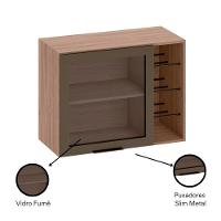 Armário Aéreo 80 Cm 1 Porta Vidro Fumê Com Adega Etna Poliman Móveis Carvalho Oak - 3