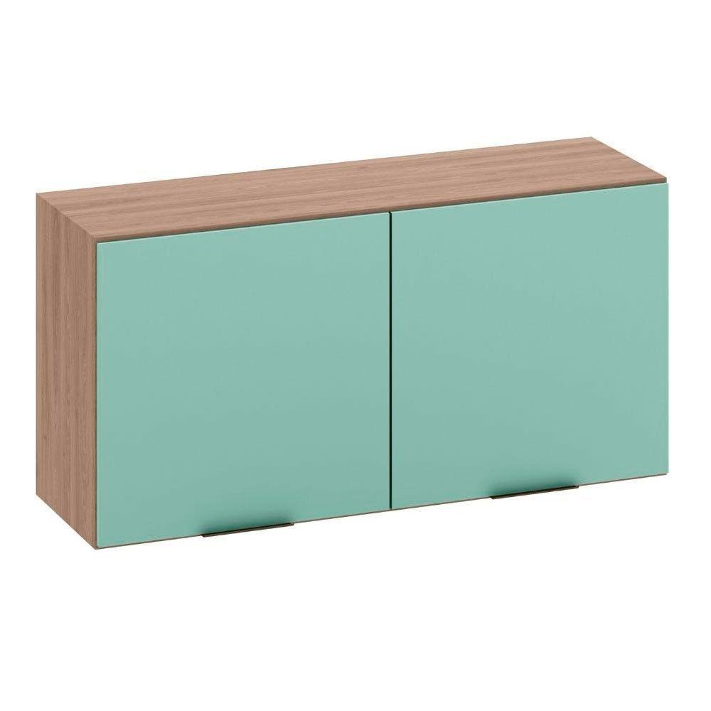Armário Aéreo 120 Cm 2 Portas Etna Poliman Móveis Carvalho Oak/menta - 1