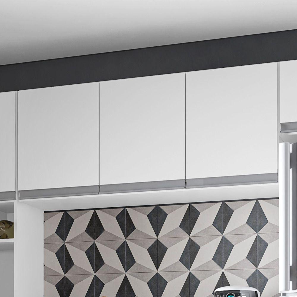 Balcão Gabinete 120cm 2 Portas E Armário Aéreo Branco - 3