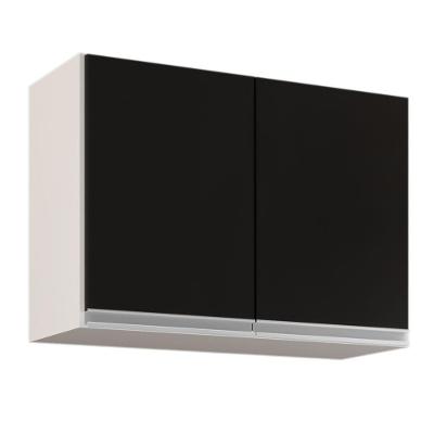 Armário Aéreo 80cm 2 Portas Califórnia Branco preto