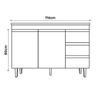 Cozinha 03Pçs Aéreo 120Cm Balcão Pia E Cooktop Branco - 9