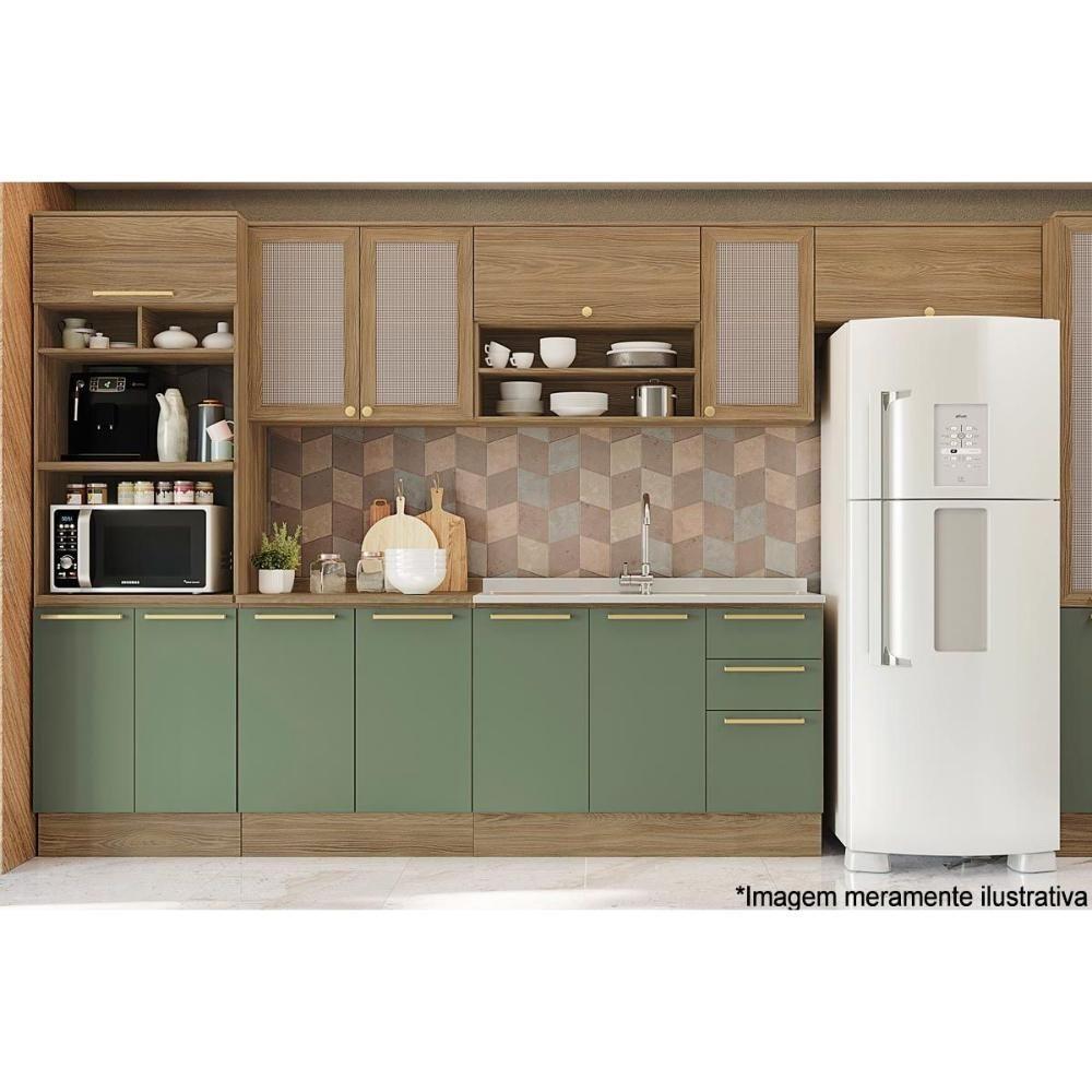 Armário Aéreo p/ Cozinha Botanic M633 2 Portas c/ Tela 80cm Nogueira - Kappesberg - 4