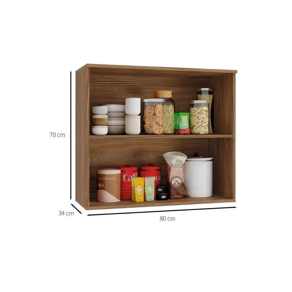 Armário Aéreo p/ Cozinha Botanic M633 2 Portas c/ Tela 80cm Nogueira - Kappesberg - 5