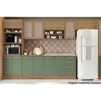 Armário Aéreo p/ Cozinha Botanic M633 2 Portas c/ Tela 80cm Nogueira - Kappesberg