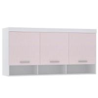 Armário Aéreo Maleiro Modulado 165cm 3 Portas Alpes Luciane Móveis Branco Pf Com Rosa Pf - 3