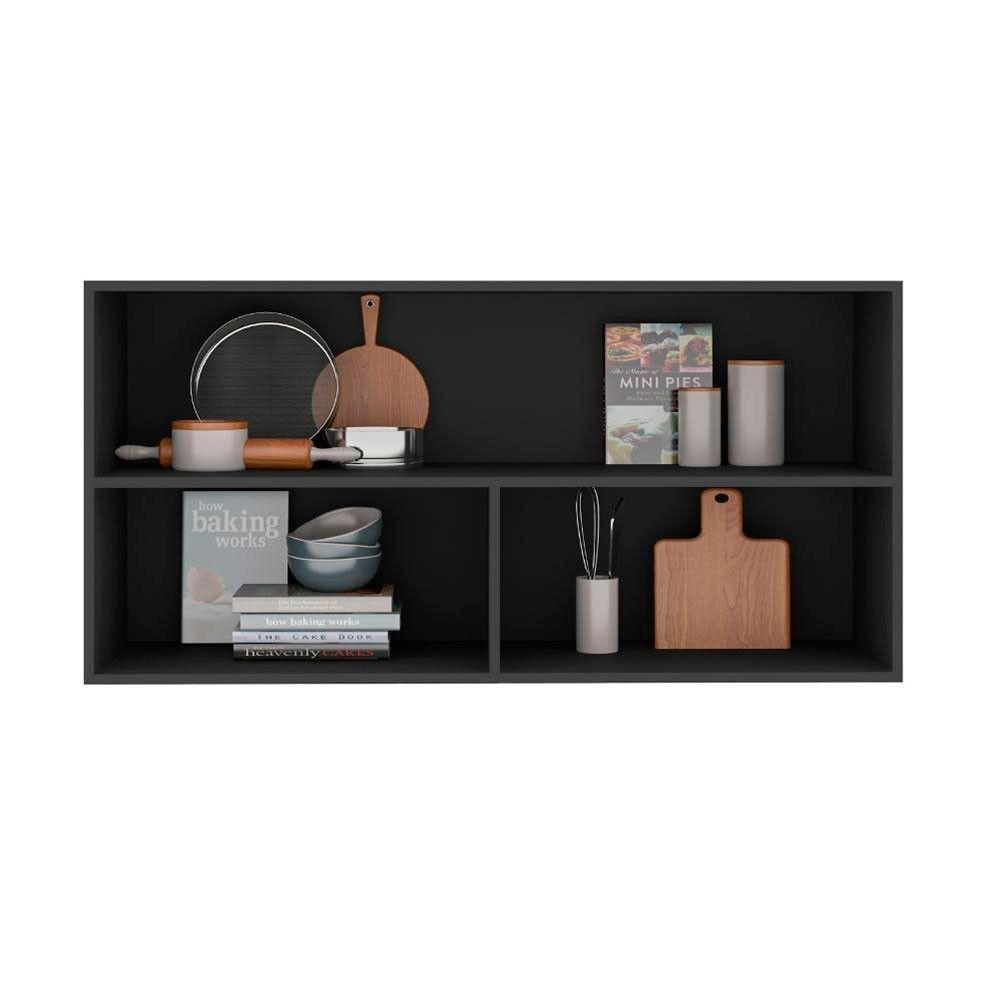 Armário Aéreo 2 Portas Vidro 120cm Etna Poliman Móveis Grafite - 4