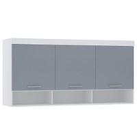 Armário Aéreo Maleiro Modulado 165cm 3 Portas Alpes Luciane Móveis Branco Pf Com Grey Sky Pf - 1