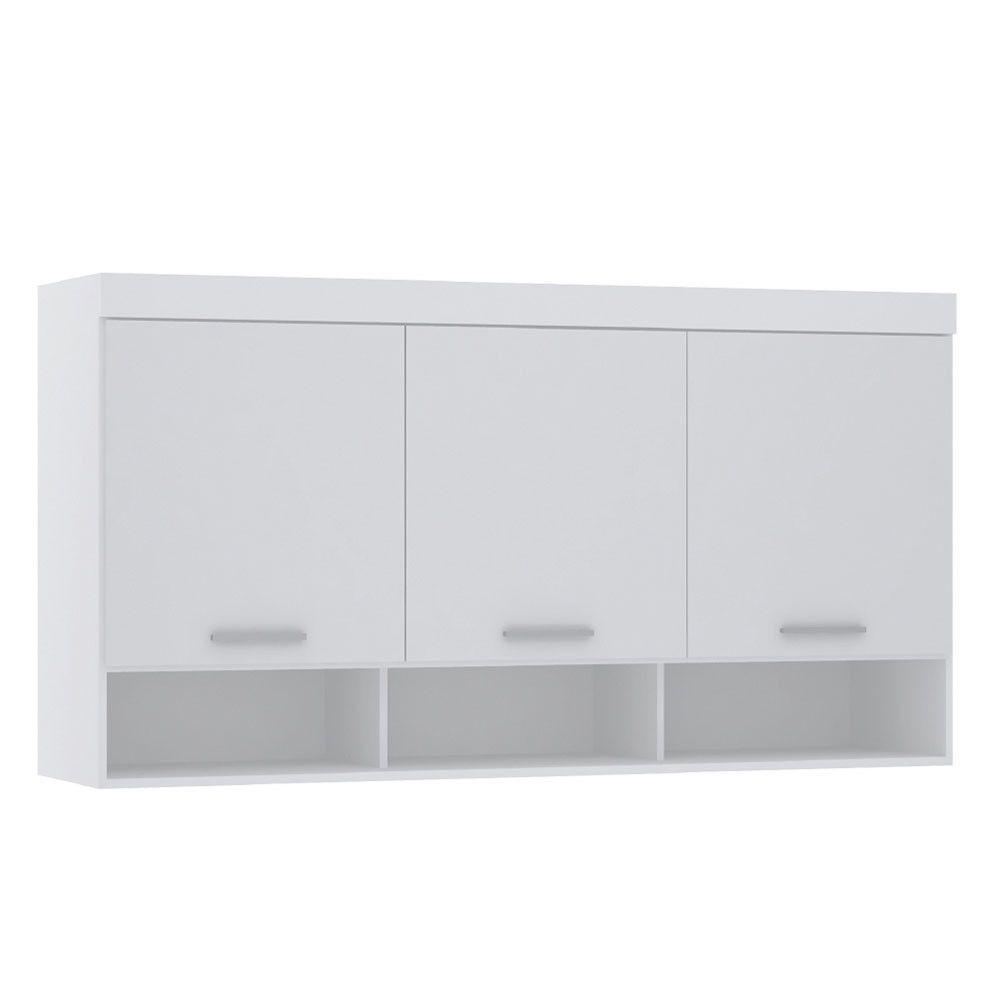 Armário Aéreo Maleiro Modulado 165cm 3 Portas Alpes Luciane Móveis Branco Pf Com Branco Pf - 1