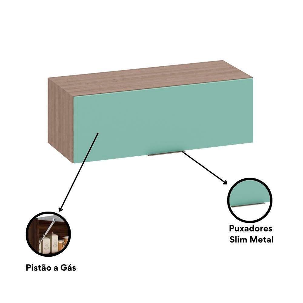 Armário Aéreo 80 Cm 1 Porta Basculante Etna Poliman Móveis Carvalho Oak/menta - 3