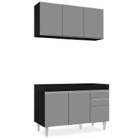 Armário Aéreo Virgínia E Balcão Para Pia 120cm Michigan Preto/cinza - Lumil - 1