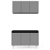 Armário Aéreo Virgínia E Balcão Para Pia 120cm Michigan Preto/cinza - Lumil - 2