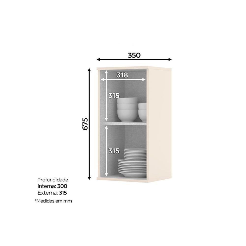 Armário Aéreo Cozinha Modulado Connect C- 1 Porta 35cm Off White - Henn - 4
