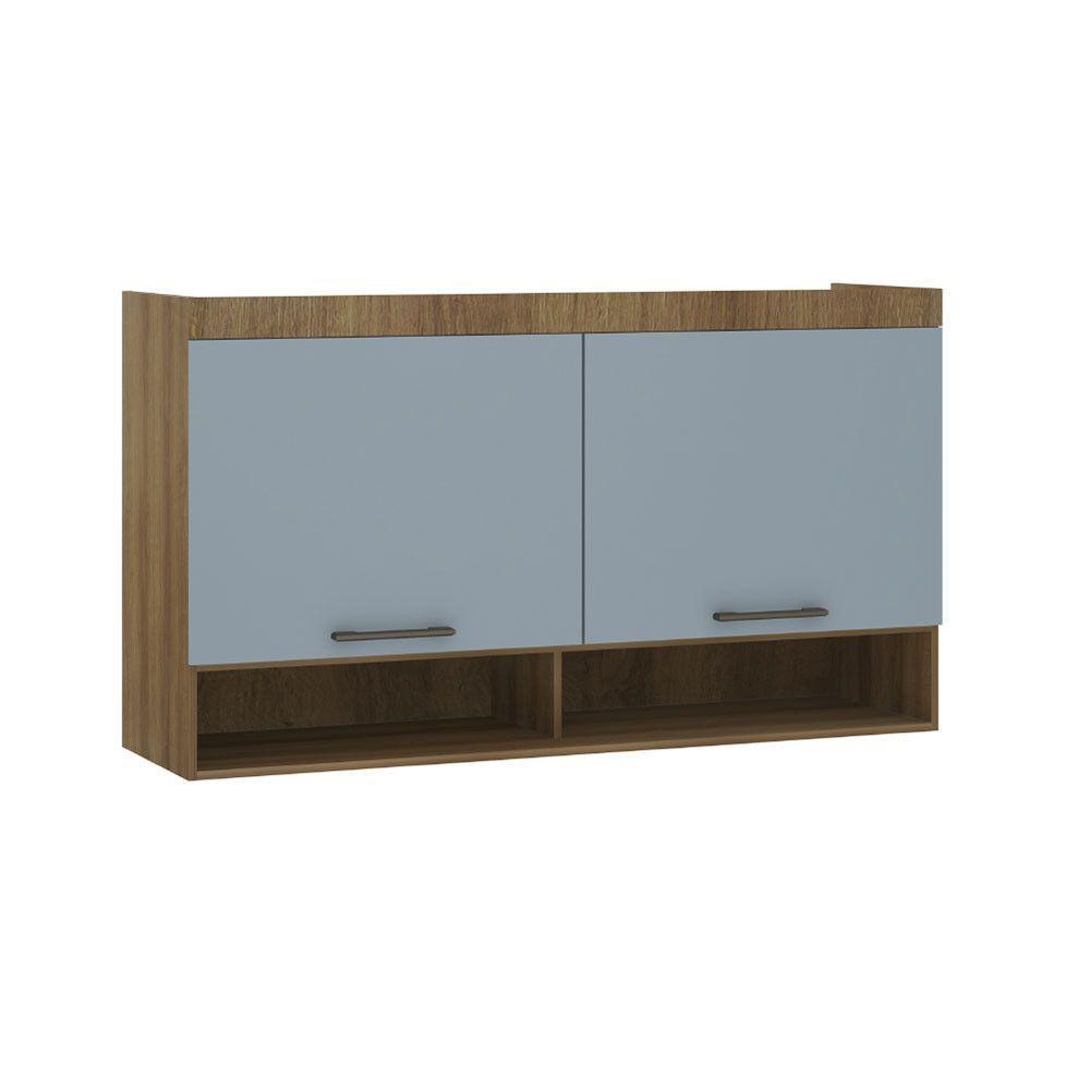 Armário Aéreo Maleiro Modulado 145cm 2 Portas Basculantes Paris Avelã Pf Com Grey Sky Pf - 2