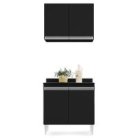 Armário Aéreo Califórnia E Balcão Hawai Com Tampo 80cm Preto - Lumil - 2