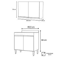 Armário Aéreo Califórnia E Balcão Hawai Com Tampo 80cm Preto - Lumil - 3