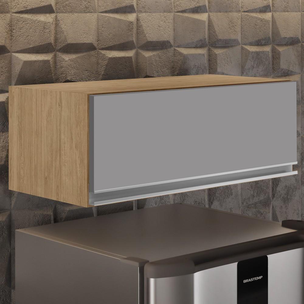 Armário Aéreo De Cozinha Para Geladeira 70cm Texas Castanho/cinza - Lumil Móveis - 2