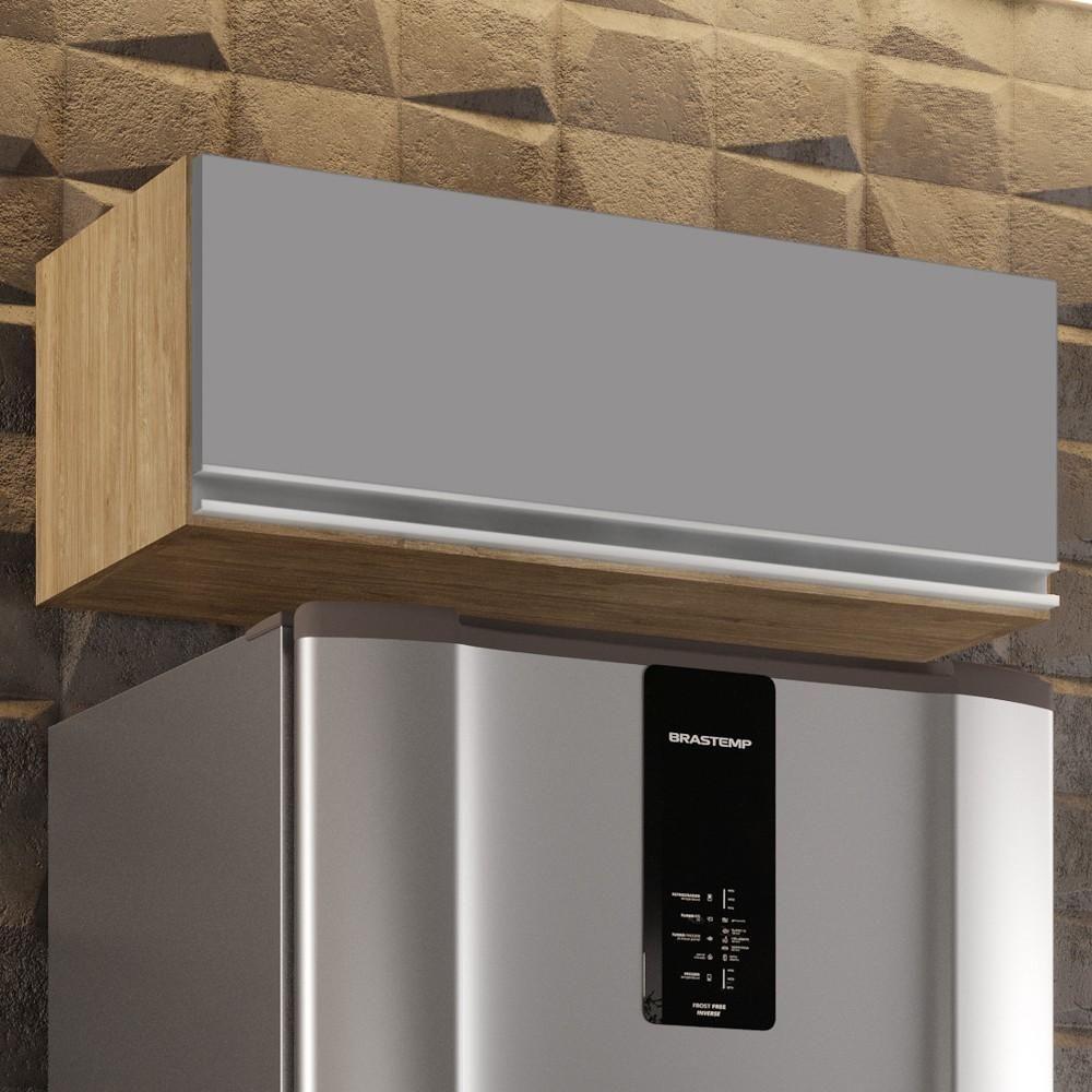 Armário Aéreo De Cozinha Para Geladeira 70cm Texas Castanho/cinza - Lumil Móveis - 6