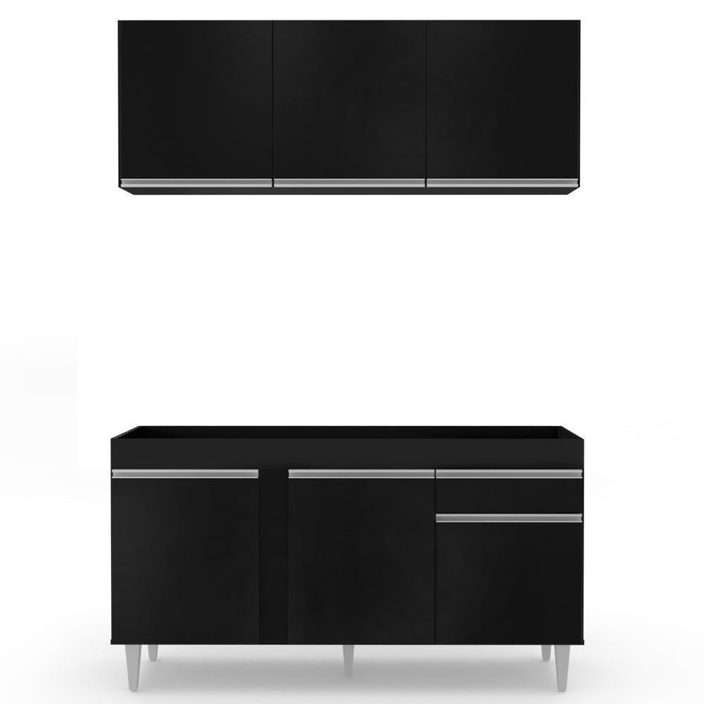 Armário Aéreo Argélia E Balcão Para Pia 150cm Dakota Preto - Lumil Móveis - 2